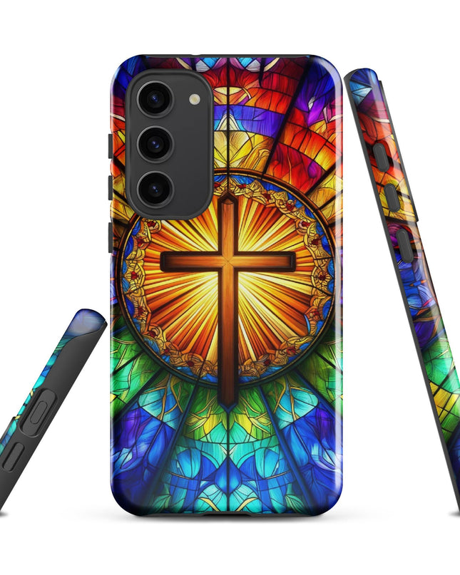 Samsung Galaxy Stained Glass Cross Case - Durable Protection with Spiritual Elegance - TEXT OF TRUTH2442385_16997