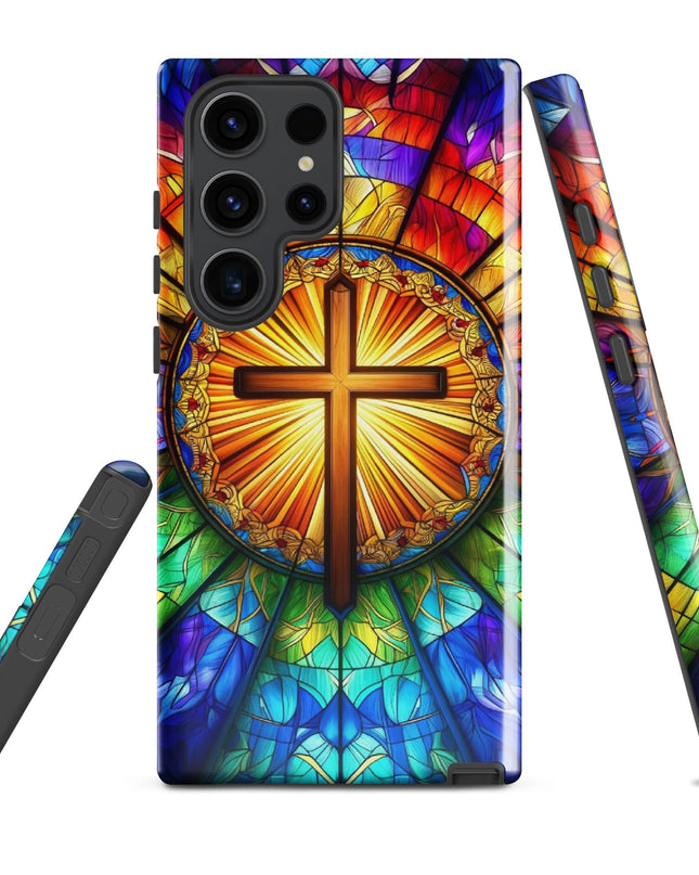 Samsung Galaxy Stained Glass Cross Case - Durable Protection with Spiritual Elegance - TEXT OF TRUTH2442385_16999