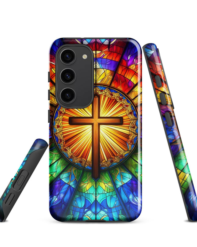 Samsung Galaxy Stained Glass Cross Case - Durable Protection with Spiritual Elegance - TEXT OF TRUTH2442385_17001