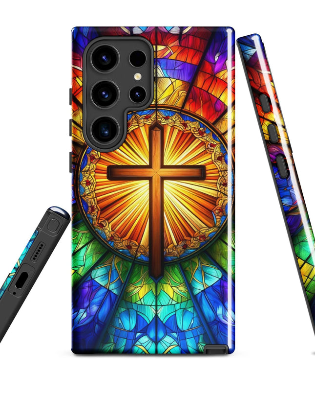 Samsung Galaxy Stained Glass Cross Case - Durable Protection with Spiritual Elegance - TEXT OF TRUTH2442385_18745