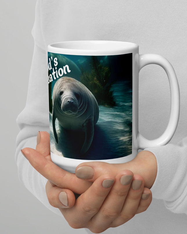 "Serene Manatee 15 oz. Ceramic Mug – God's Marine Creation, Microwave and Dishwasher Safe" - TEXT OF TRUTH1561605_4830