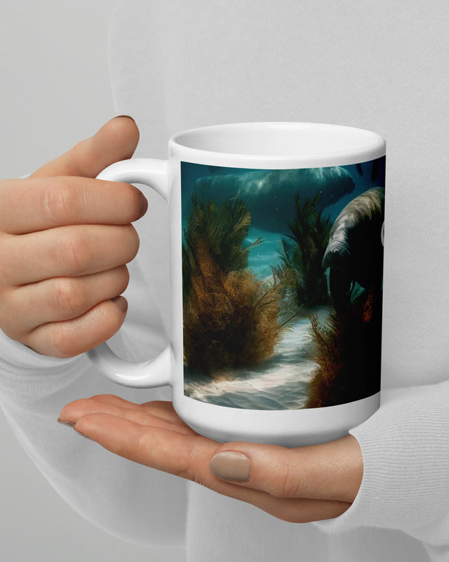 "Serene Manatee 15 oz. Ceramic Mug – God's Marine Creation, Microwave and Dishwasher Safe" - TEXT OF TRUTH1561605_4830