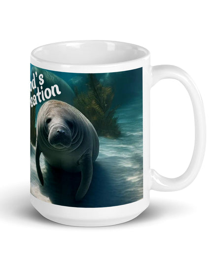 "Serene Manatee 15 oz. Ceramic Mug – God's Marine Creation, Microwave and Dishwasher Safe" - TEXT OF TRUTH1561605_4830