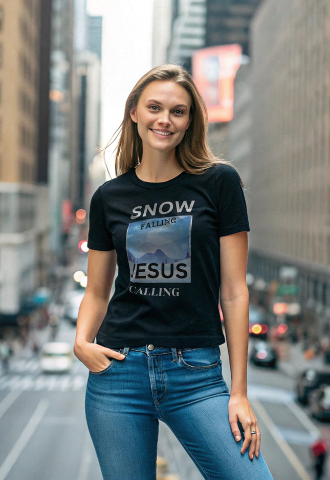 Women's "Snow Falling, Jesus Calling" Christian T-Shirt - TEXT OF TRUTH ™7984272_9575